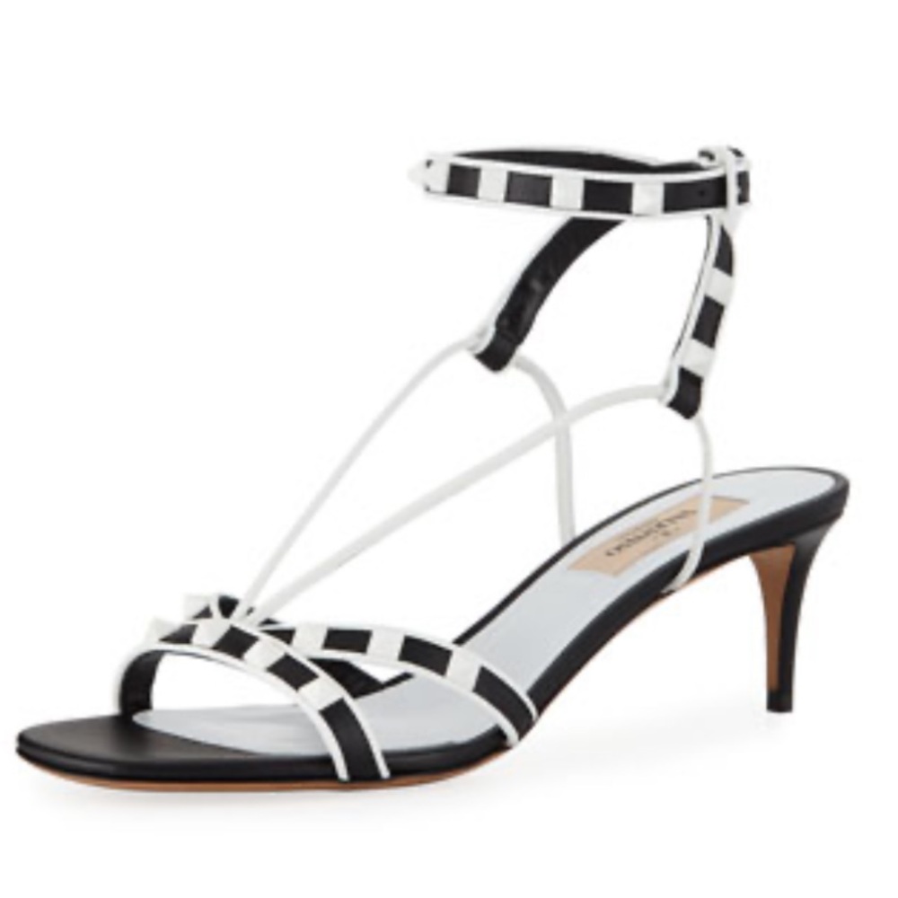 Valentino Garavani Black and White Strappy Sandals